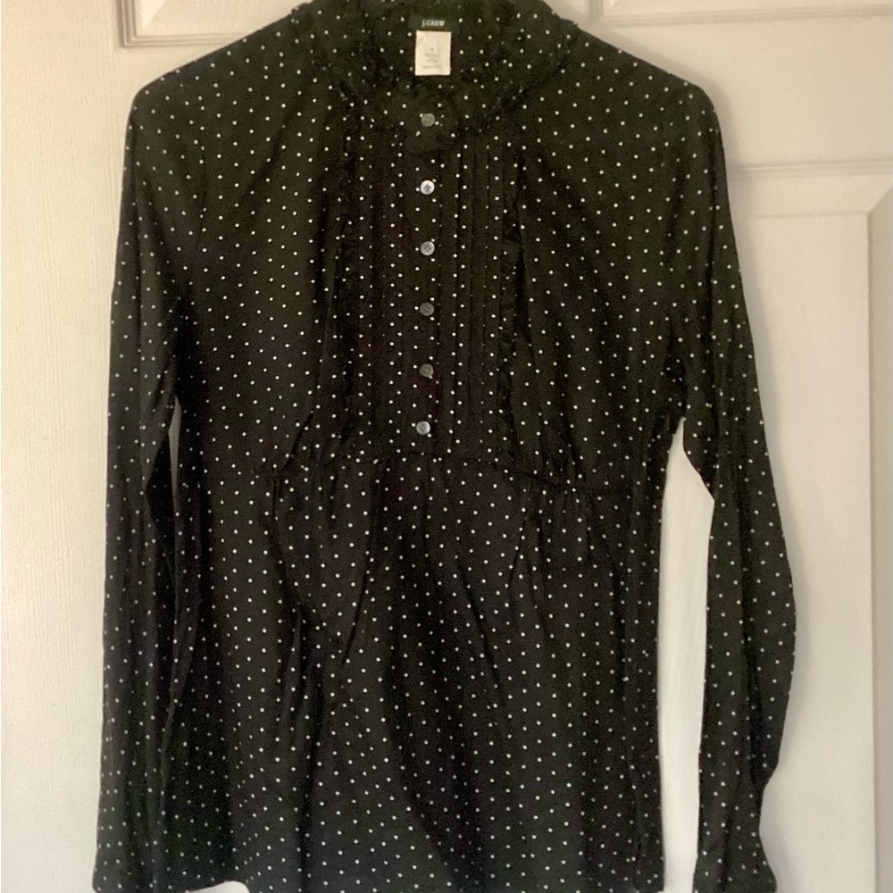Jcrew Polka Dot Long Sleeve Blouse